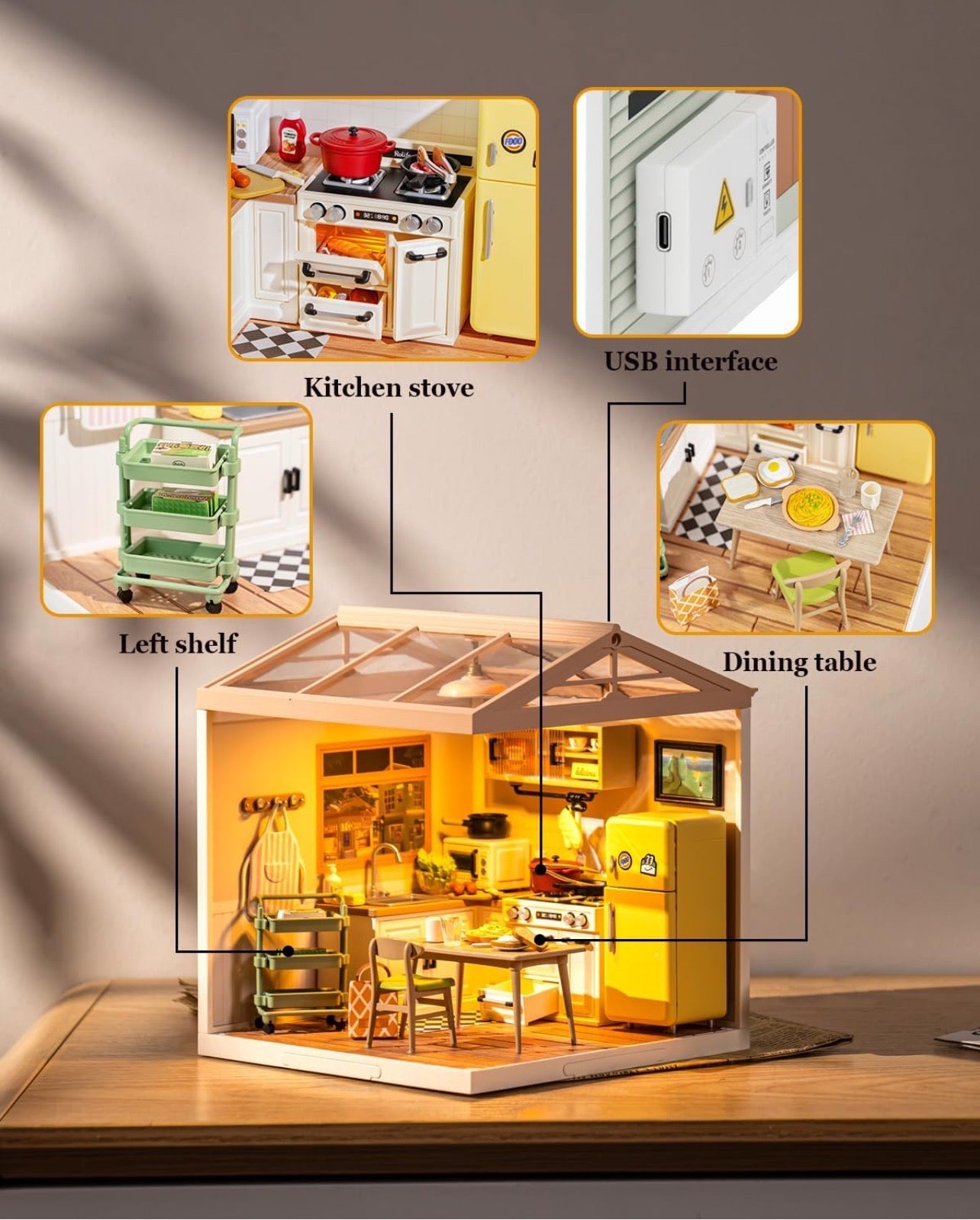 Rolife MIniature House DIY Building Meals Kitchen