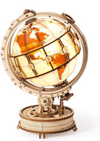 ROBOTIME 3D拼图模型套件，可拼装发光球形夜灯（带USB接口），木制工艺品