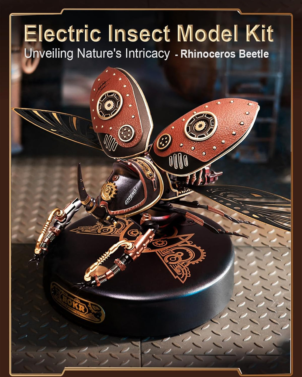 ROKR 3D Puzzles for Adults Electric Insect Metal Model Building  (Rhinoceros Beetle)