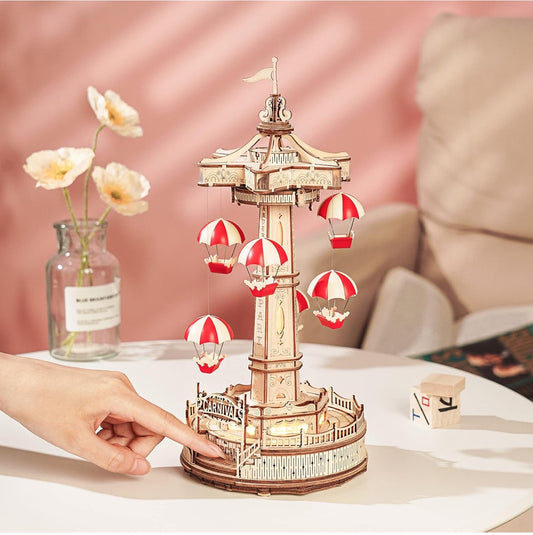 ROBOTIME 3D Puzzles Model DIY Music Box Parachute Tower