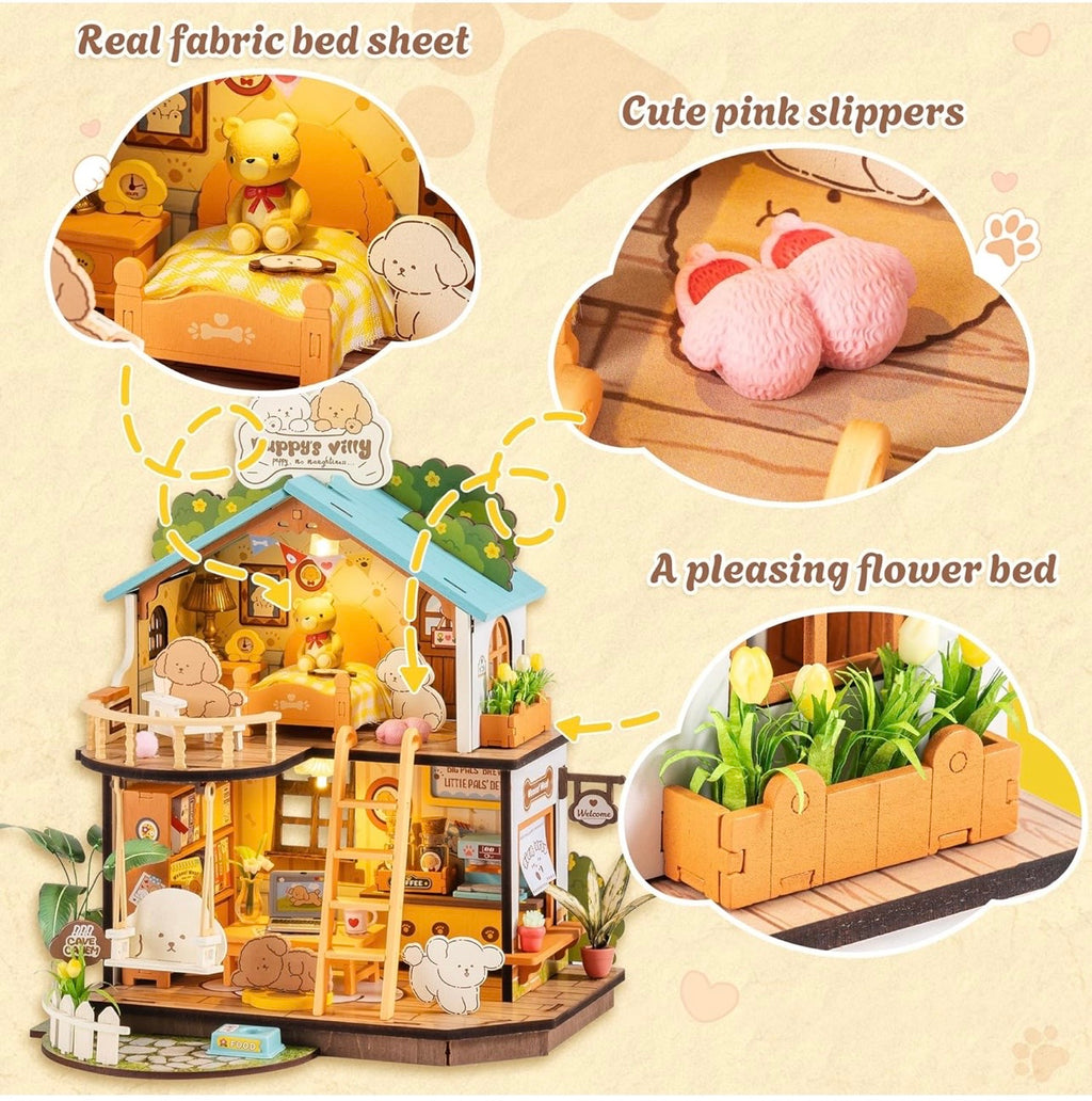 Rolife DIY Miniature House Kit-Puppy's Cozy Villa