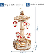 ROBOTIME 3D拼图模型DIY音乐盒降落伞塔