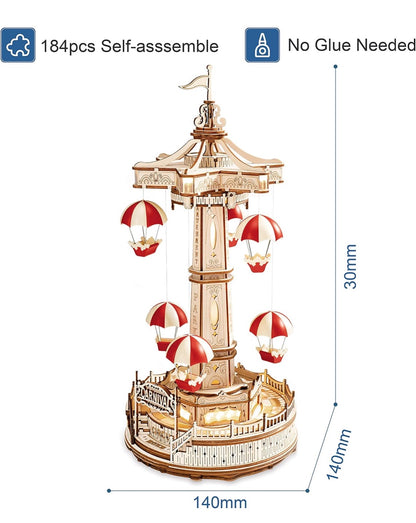 ROBOTIME 3D Puzzles Model DIY Music Box Parachute Tower