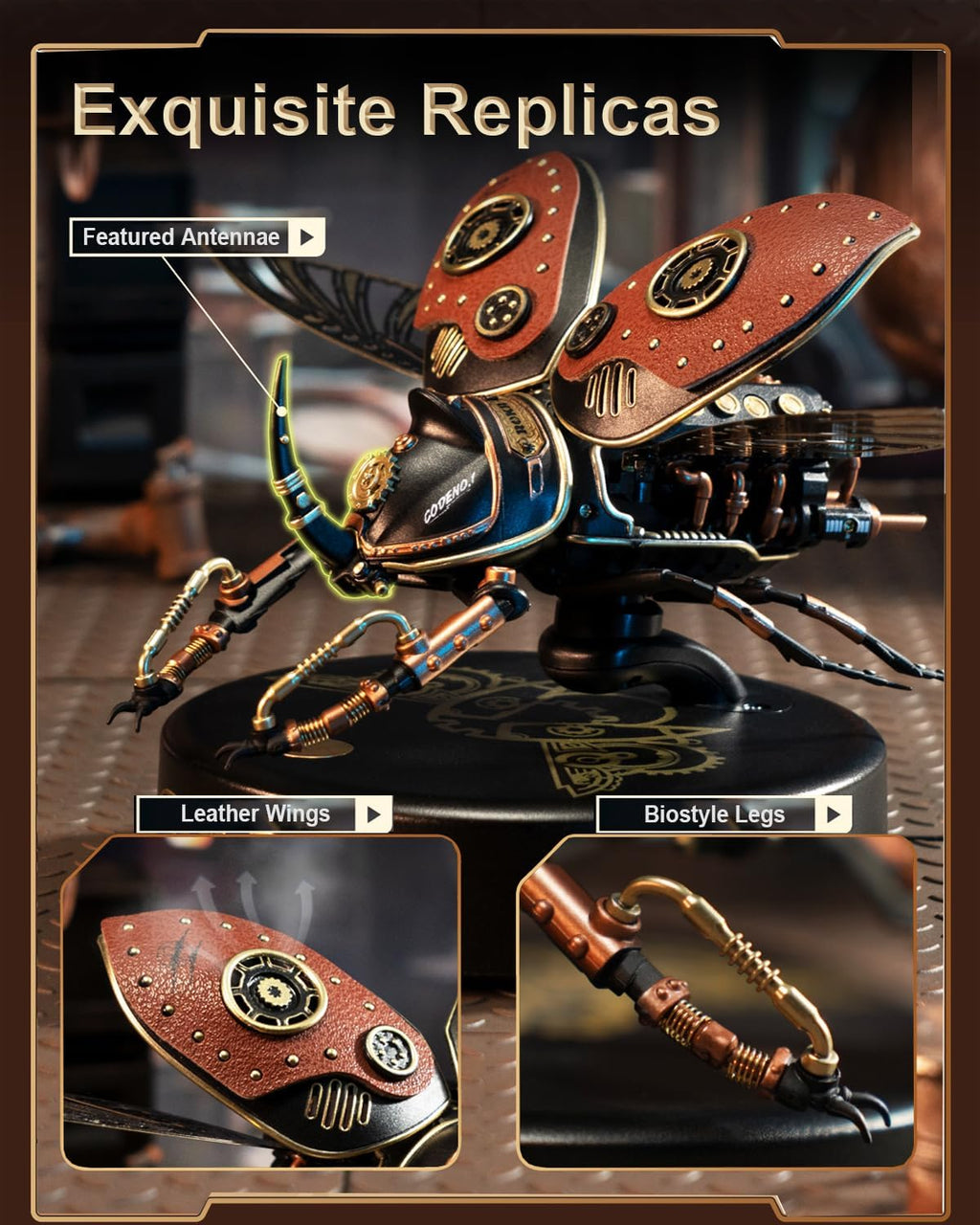 ROKR 3D Puzzles for Adults Electric Insect Metal Model Building  (Rhinoceros Beetle)