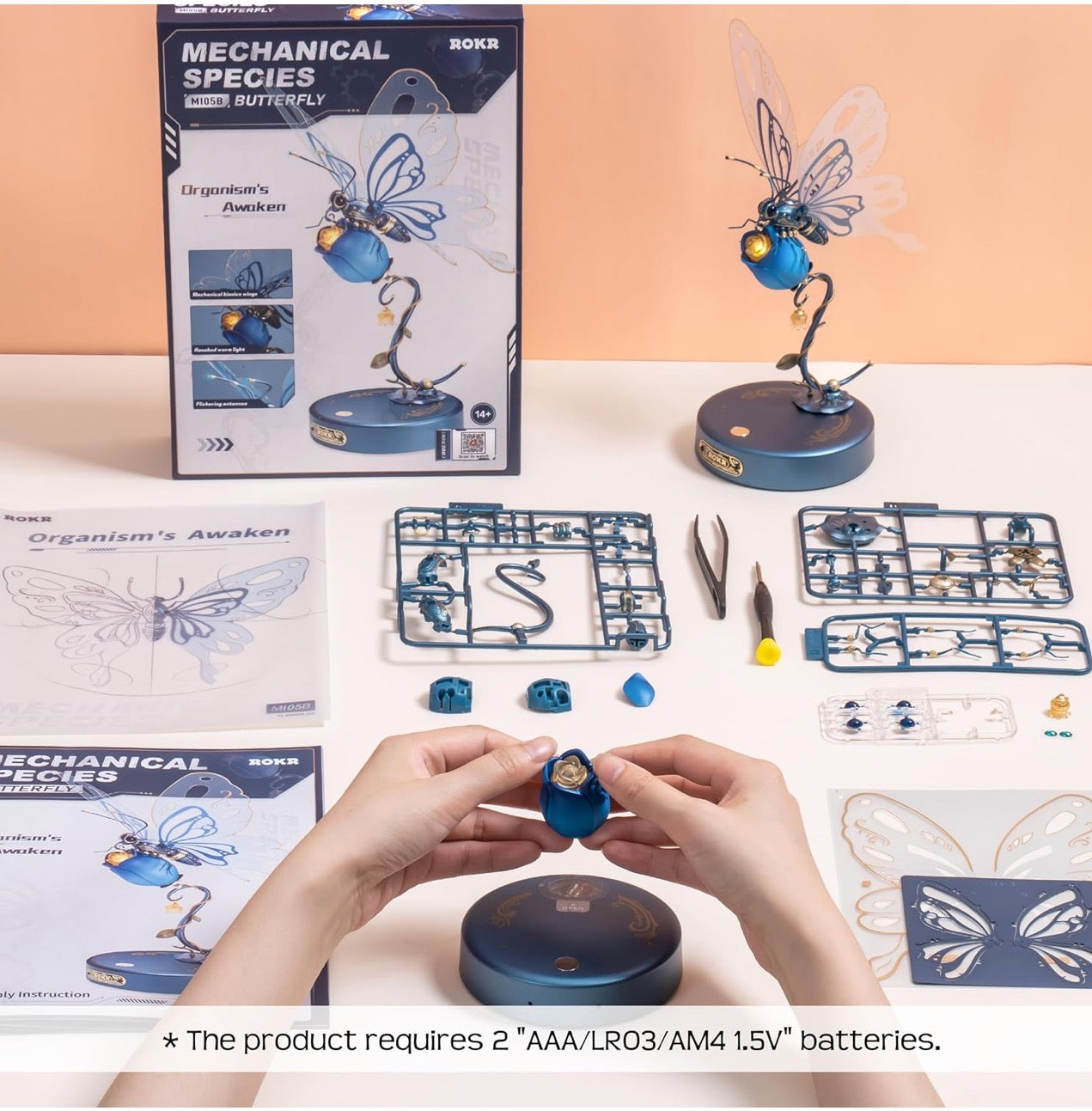 ROKR Starry Blue Mechanical Butterfly Model 3D Puzzle