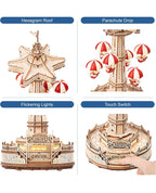 ROBOTIME 3D拼图模型DIY音乐盒降落伞塔