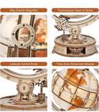 ROBOTIME 3D拼图模型套件，可拼装发光球形夜灯（带USB接口），木制工艺品