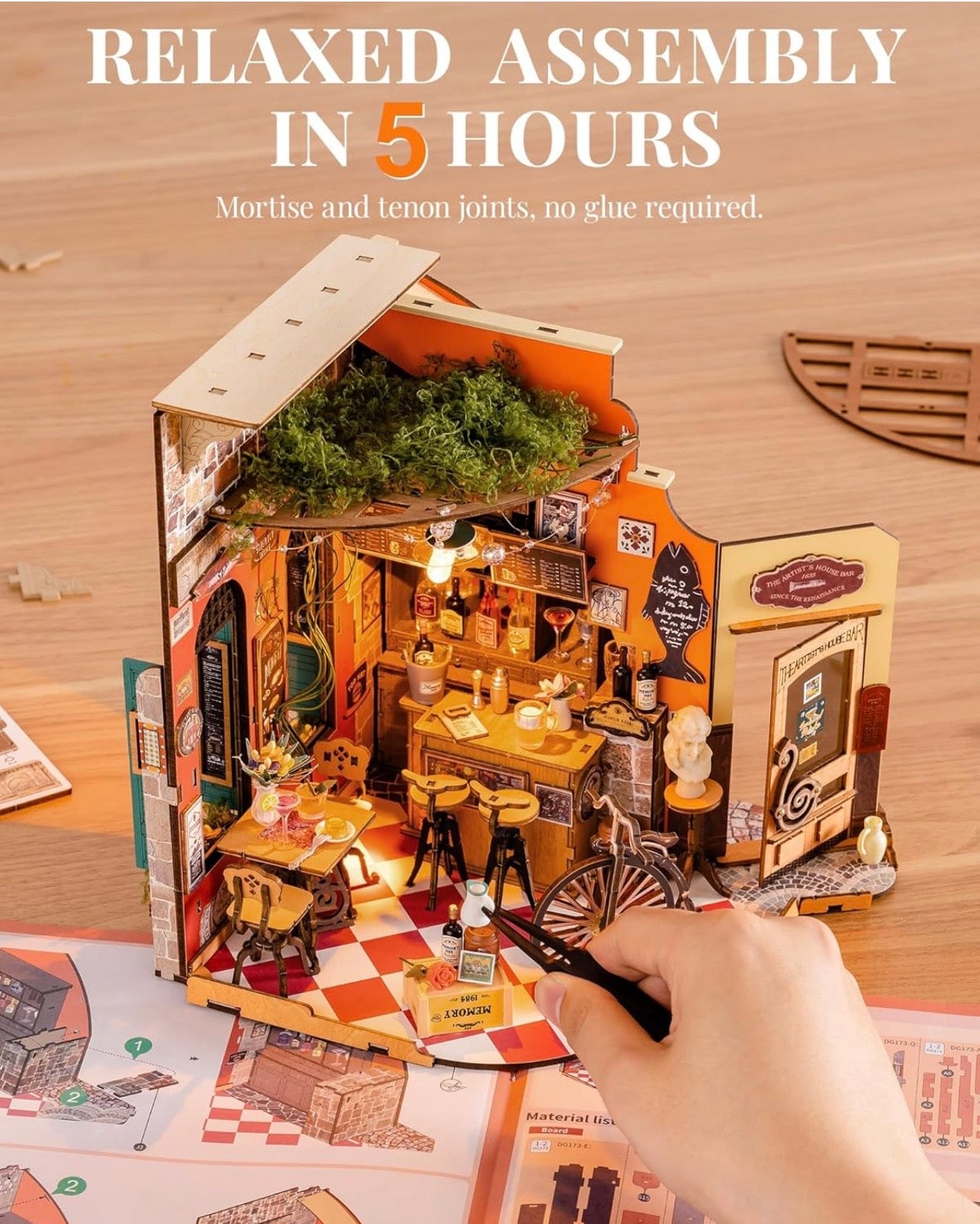 Rolife DIY Miniature House Mini Wooden Cheers Bar & Dining