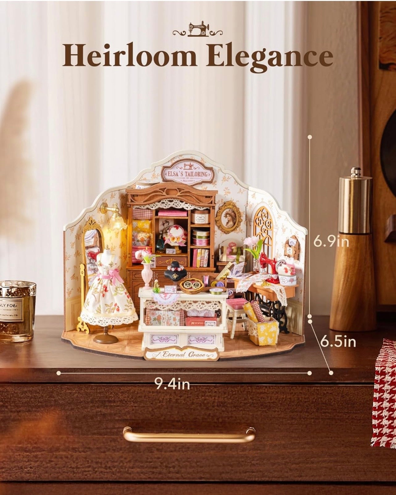 Rolife DIY Miniature House Kit Elsa's Tailoring Dollhouse Diorama