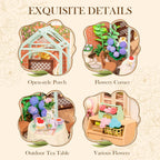 Robotime Super Creator Toy Building Set DIY Miniature House Kit Blooming Tea Garden