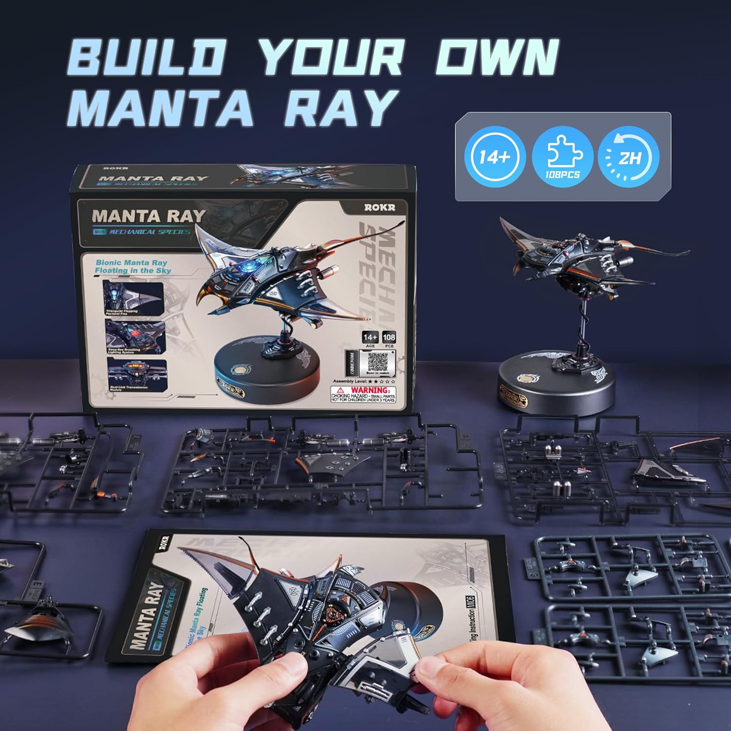 ROKR Manta Ray Mechanical 3D Puzzle Kit