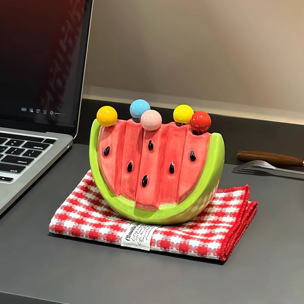 Watermelon-shaped fruit fork